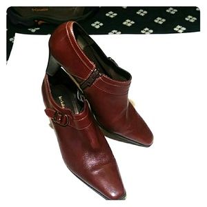 LIZ Claiborne Ankle Boots Zip Buckle Brown Mona 10